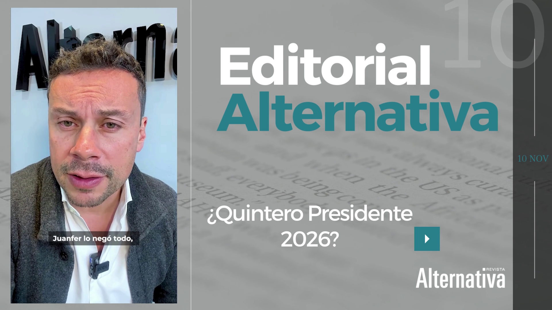 Portada El Editorial Hassan Nassar Nassar Nov 10 de 2023 Hassan Nassar, Revista Alternativa, Editorial, Papá de Lucho, Manuel Díaz, Mane Díaz, Daniel Quintero, Gustavo Petro, David Racero, doble recero