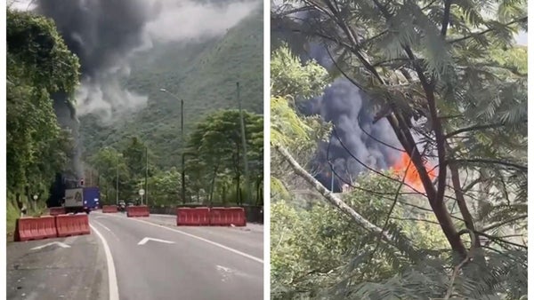Cierran vía al Llano tras accidente e incendio en el túnel Quebrada Blanca