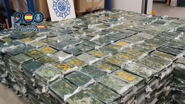 Cae en España banda acusada de introducir desde Colombia 2,5 toneladas de cocaína