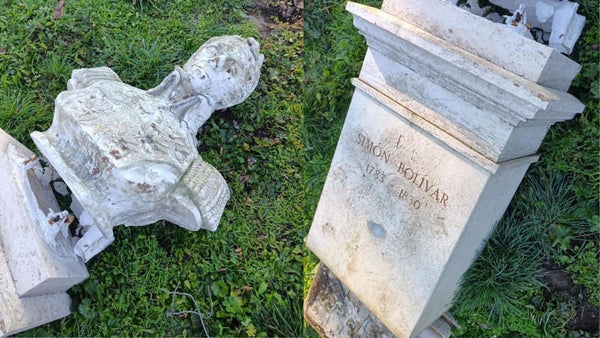 Venezuela denuncia la profanación de una estatua de Simón Bolívar en Italia Venezuela denuncia la profanación de una estatua de Simón Bolívar en Italia