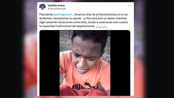 ¿Qué pasa en el sur de Bolívar?, gobernador Arana clama por ayuda al presidente Petro