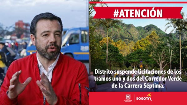 Alcaldía de Bogotá suspende licitaciones del Corredor Verde de la séptima