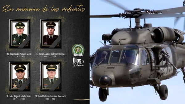 Cuatro policías fallecieron en accidente aéreo en Antioquia