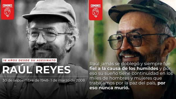Comunes lamenta muerte de 'Raúl Reyes' y afirma que fue ejecutado por las FFAA