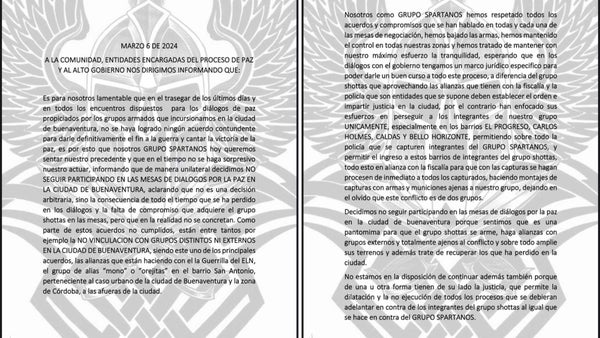 Ruptura de tregua entre Espartanos y Shottas sacude la mesa de diálogo en Buenaventura