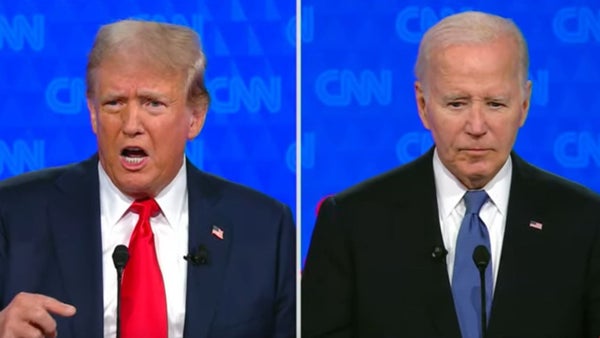 Trump arremete con confianza contra un Biden titubeante en un debate crucial Trump arremete con confianza contra un Biden titubeante en un debate crucial