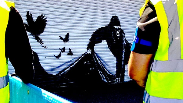 Al noveno día de creación, Banksy utilizó el Zoo de Londres como lienzo