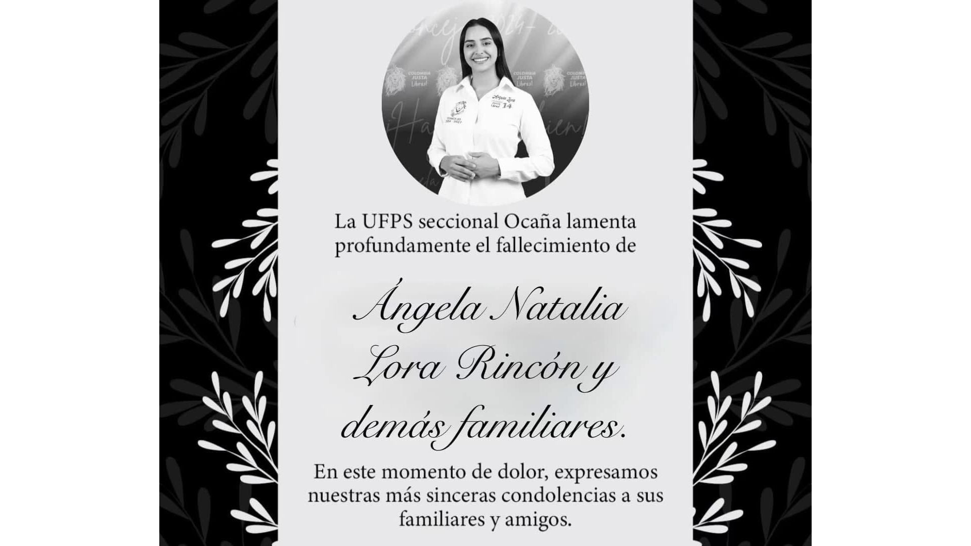 Obituario// Ángela Natalia Lora Rincón// familia// pastores evangélicos// masacre// Aguachica// Cesar// Revista Alternativa// Noticias Caracol// N oticias RCN// RCN Radio// La FM// Blu Radio// W Radio// Caracol Radio// Red Más Noticias// Revista Semana// Infobae// La Silla Vacía// La Razón// Las 2 Orillas// Valora Analitik//
